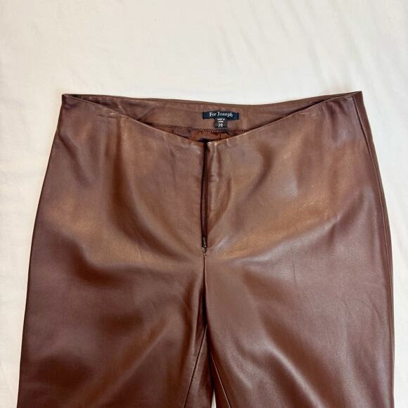 For Joseph Women’s Brown Leather Pants Size 28 High Rise Straight Leg Vtg - Picture 13 of 16